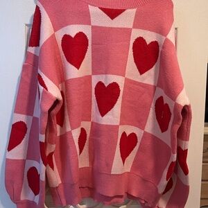 Viral Tik Tok and Red Heart Pattern Sweater